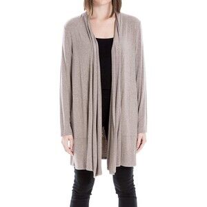 Max Studio Open Front Heathered Cardigan Womens XS Brown Long Draped Casual NWT